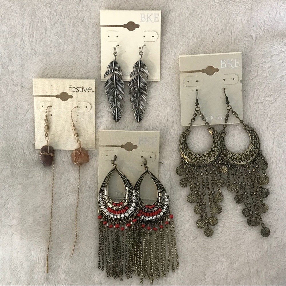 Set of 4 boho style earrings
